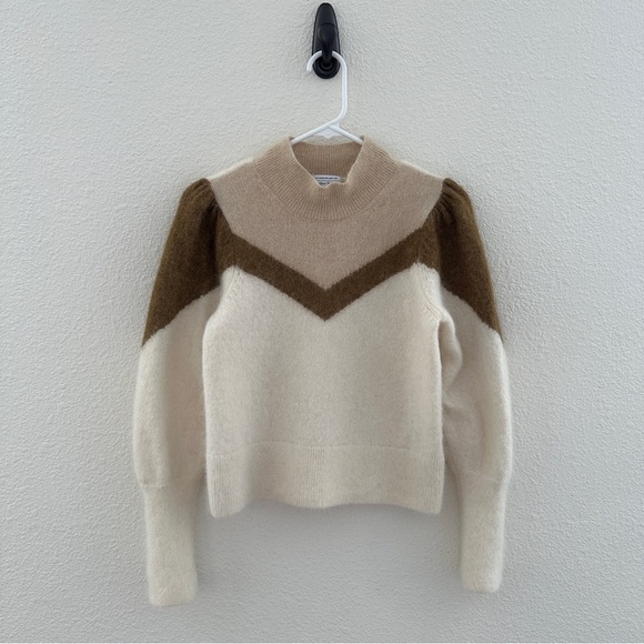 & Other Stories Alpaca Wool Blend Sweater M | Chevron Puff Sleeve Cozy Boho - Picture 1 of 9